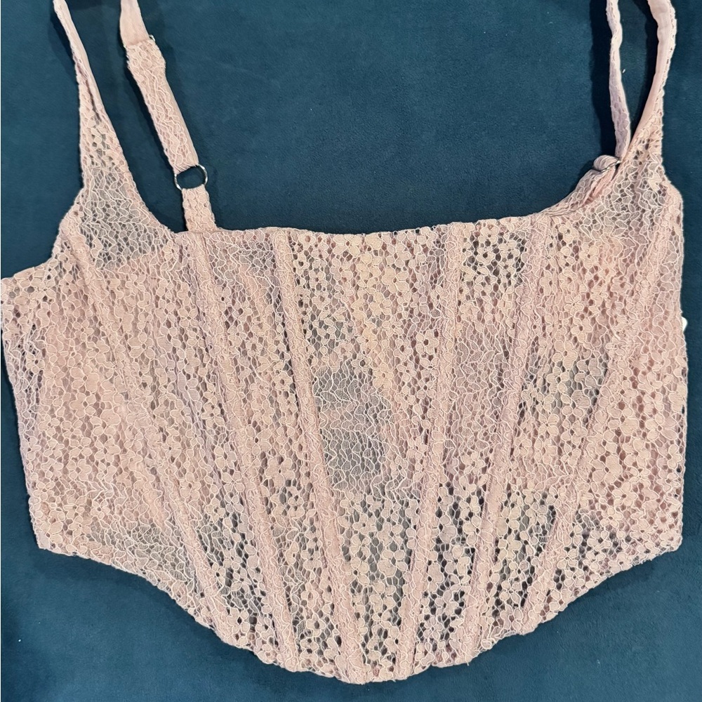 Windsor Pink Lace Corset lace up Top